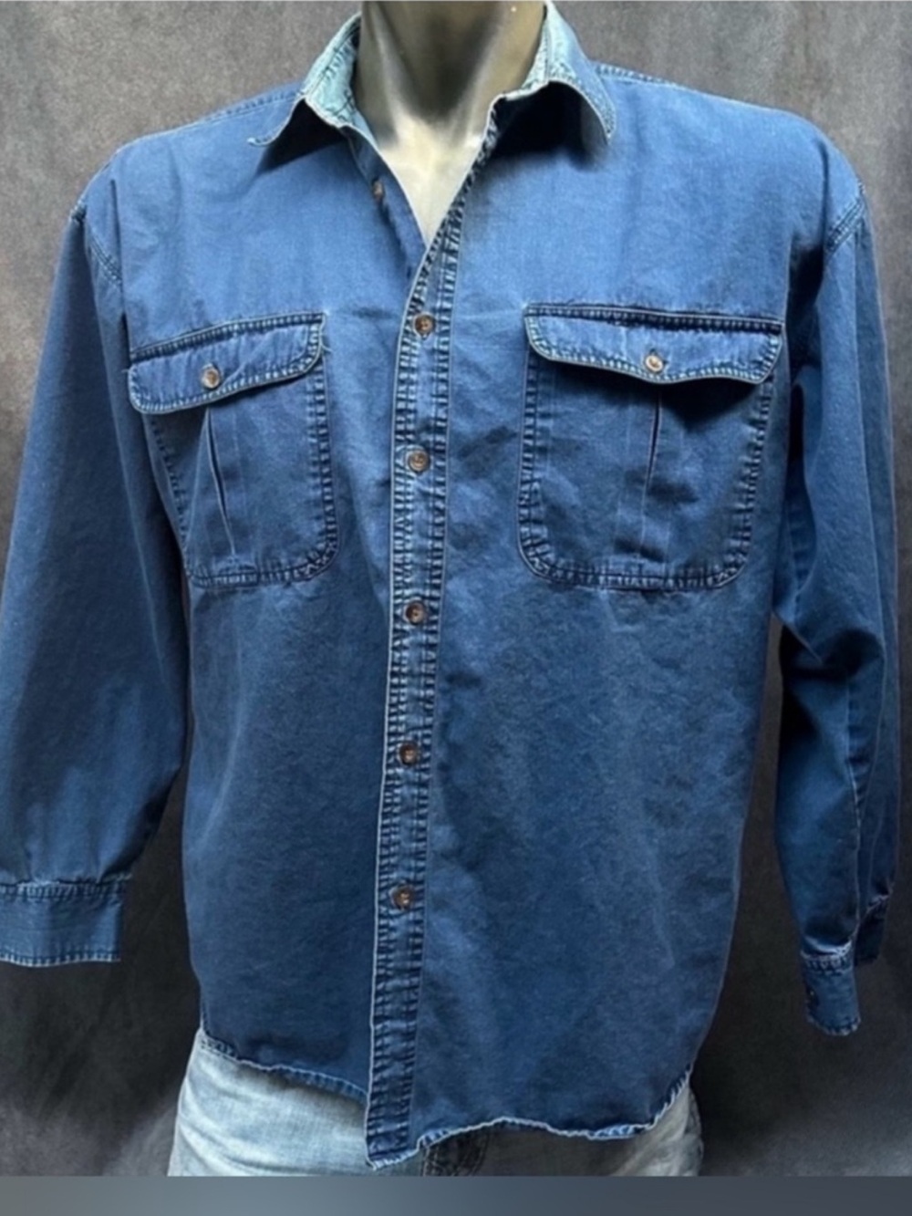 Vintage denim shirt button front 90s FLUID sz large